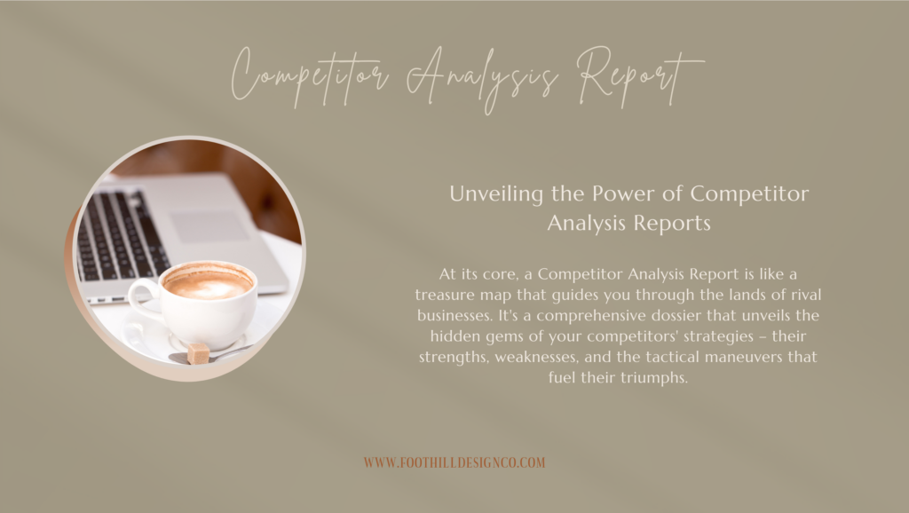computer with text stating the importance of a competitor analysis report
